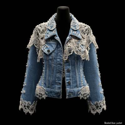 Beaded Blue Jean Jacket