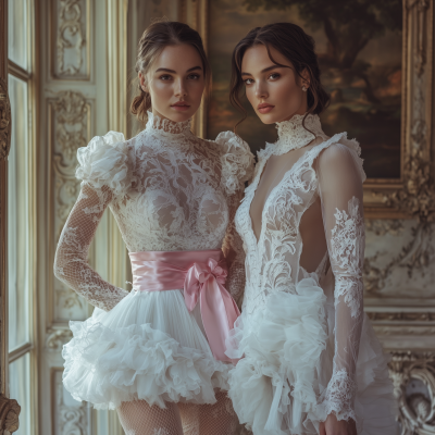 Elegant Fashion in Rococo Salon