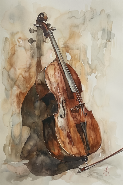 Cello in Watercolor