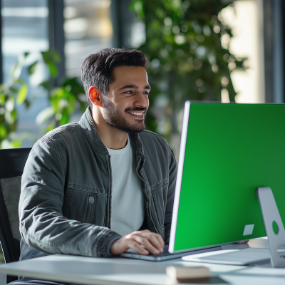 Happy Man at Computer