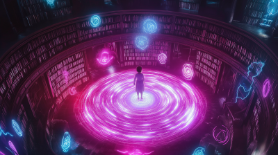 Child in Neon Library