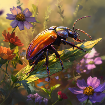 Beetle on Leaf