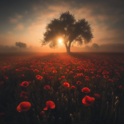 Sunrise Over Poppy Fields