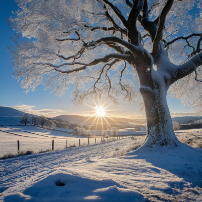 Sunny Snowy Landscape in Scottish Borders