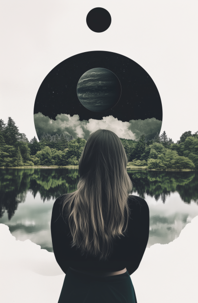 Woman in Nature with Saturn