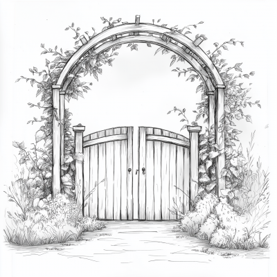 Minimalistic Wooden Gate Sketch