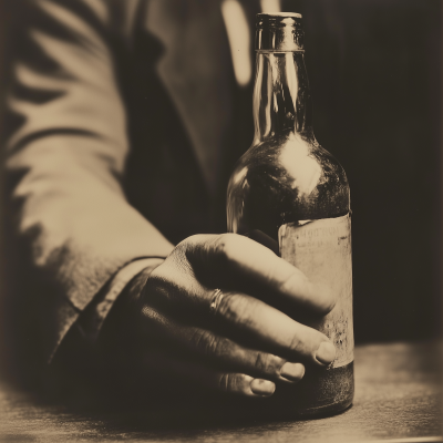 Closeup of a Hand on a Bottle