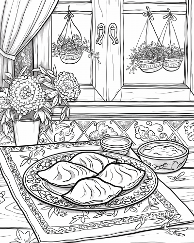 Traditional Polish Pierogis Coloring Page