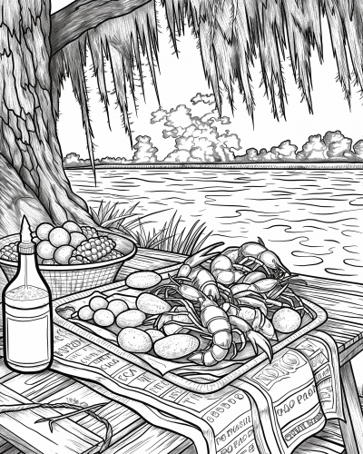 Cajun Crawfish Boil Coloring Page