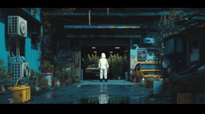 Cartoon Character in Hazmat Suit