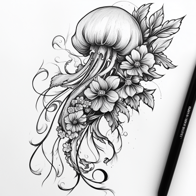 Floral Jellyfish Illustration