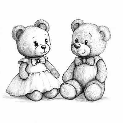 Cute Teddy Bears Illustration