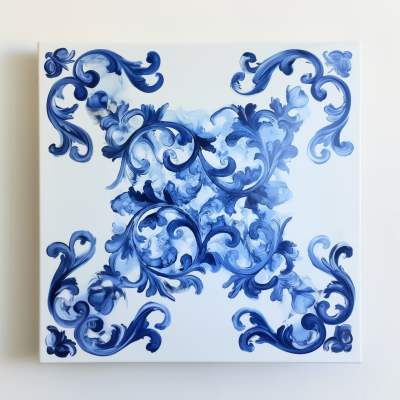 Blue and White Arabesque Tile