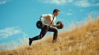 Sad Man Running Uphill