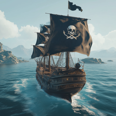 Pirate Ship in the Sea