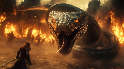 Epic Battle Scene from Fantasy Film