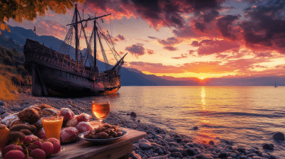 Sunset Picnic by the Shore
