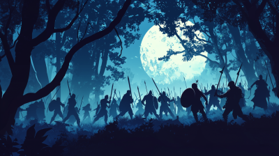 Nighttime Battle in the Forest