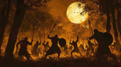 Nighttime Battle in the Forest