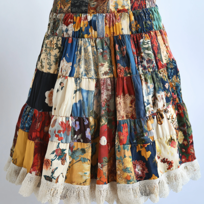 Floral Patchwork Maxi Skirt