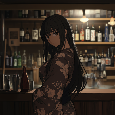 Anime Bartender in Kimono