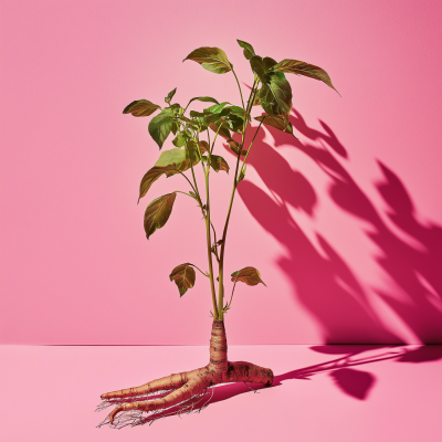 Ashwagandha Plant in Monochromatic Pink