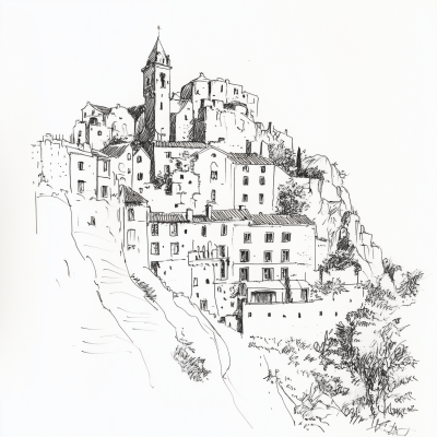 Hand Sketch of Rocamadour