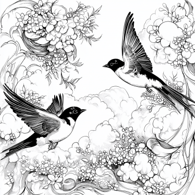 Swallows in Winter Sky