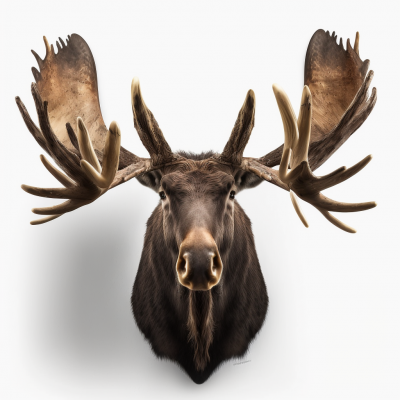 Moose Antlers on White Background