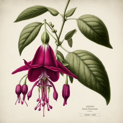 Fuschia Flower Botanical Drawing