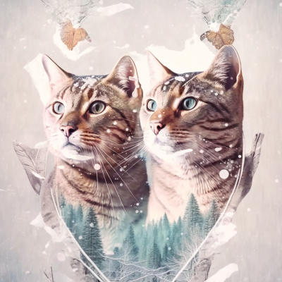 Double Exposure of Tabby Cats