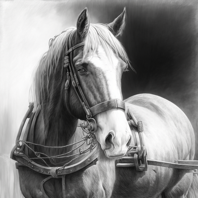 Ink Drawing of a Draft Horse