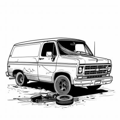 Minimal 70s Chevy Van Illustration