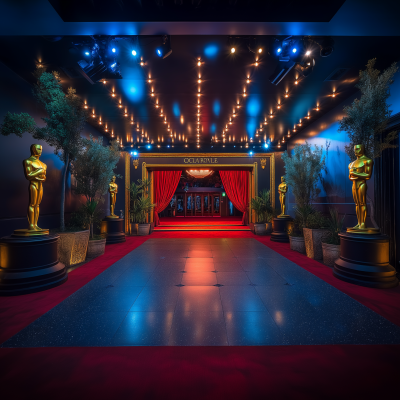 Hollywood Oscars Facade at Night