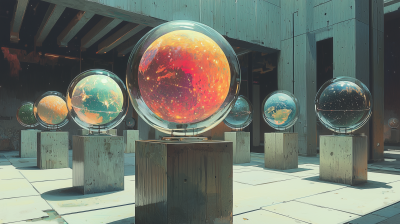 Solar System in Glass Cube