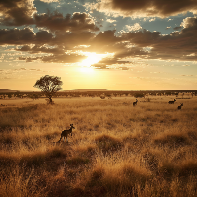 Australian Outback with Kangaroos