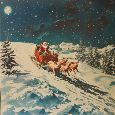 Santa’s Sleigh with Pigs