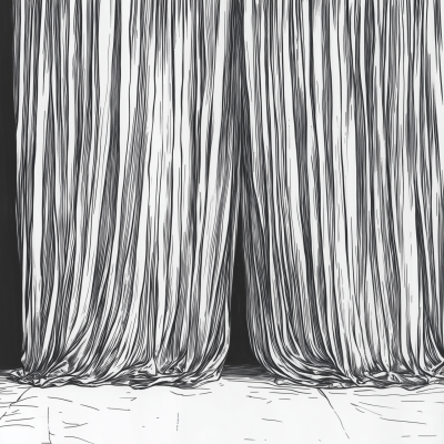 Line Drawing of Straight Curtain