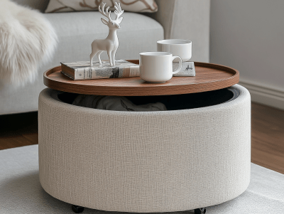 Stylish Round Storage Ottoman