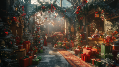 Surreal Christmas Scene with Elves