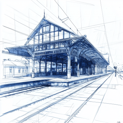 Architectural Sketch of Train Station