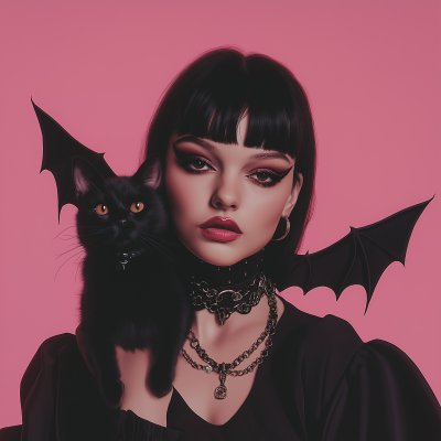 Gothic Woman with Cat