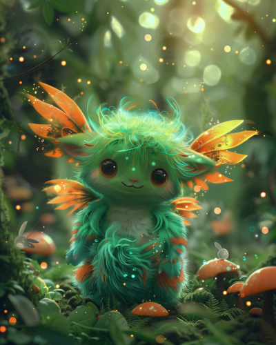 Fluffy Monster in a Magical Forest