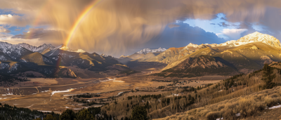 Mountain Landscape with Double Rainbow