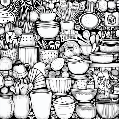Kitchen Objects Coloring Page