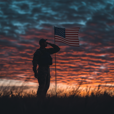 Saluting Soldier Silhouette