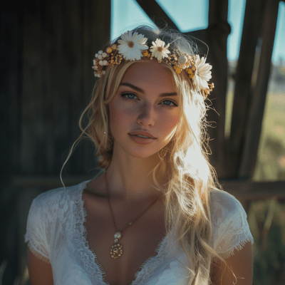 Hippie Bride in Barn