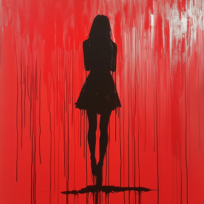 Dripping Red Painting of a Woman