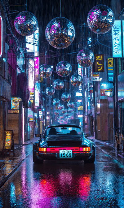 Porsche 911 Turbo in Tokyo Rain
