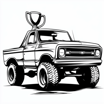 Classic Pickup Truck with Trophy